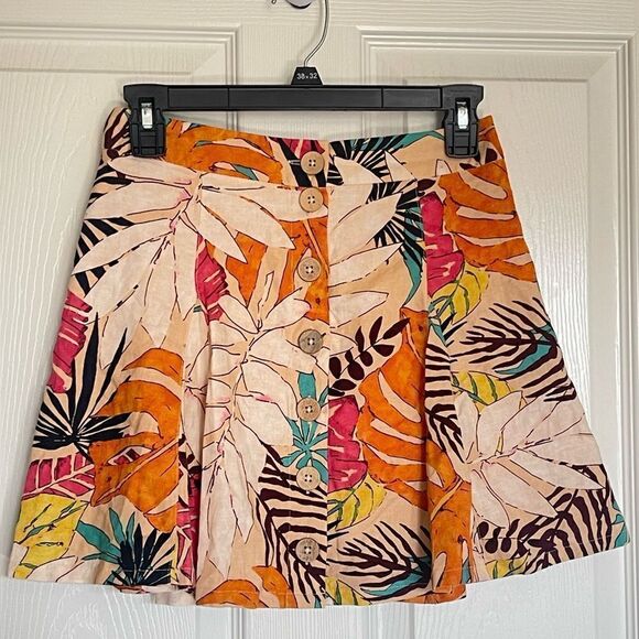 Forever 21 linen blend tropical skirt size s - Picture 1 of 7